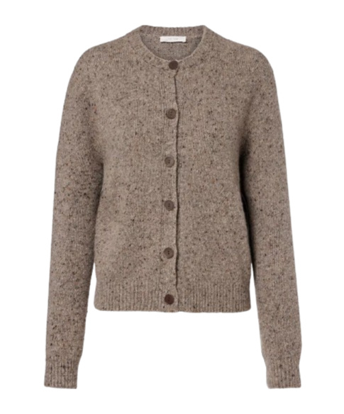 The Row Mauino Cashmere Tweed Cardigan In Brown
