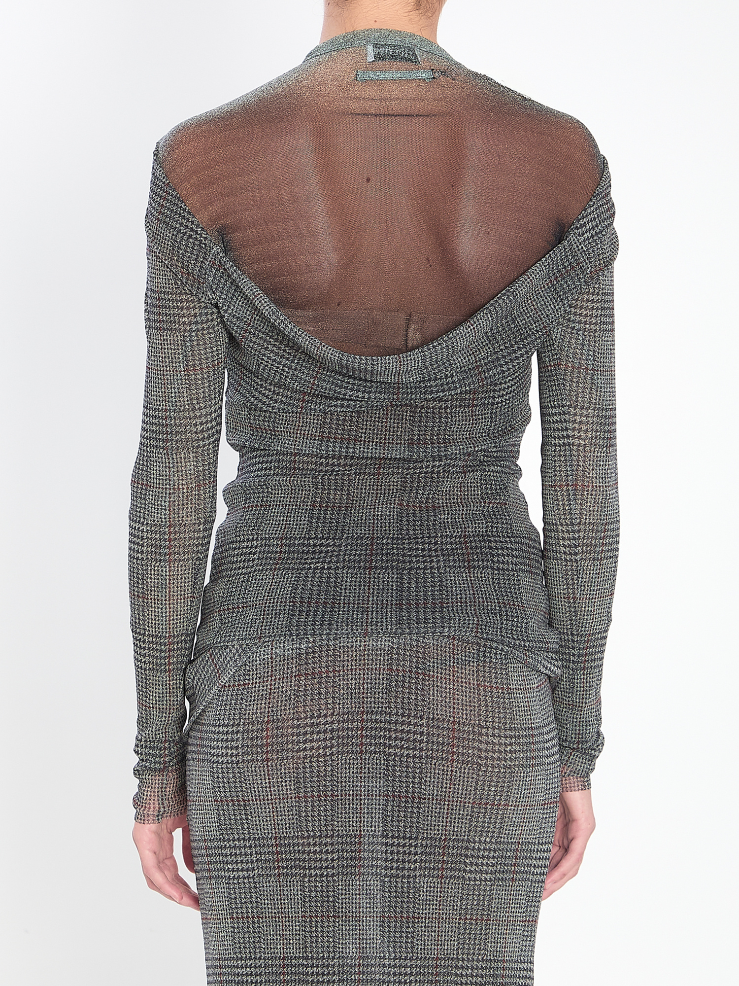 Jean Paul Gaultier Women Body Shadow And Prince Of Wales Top In Gray