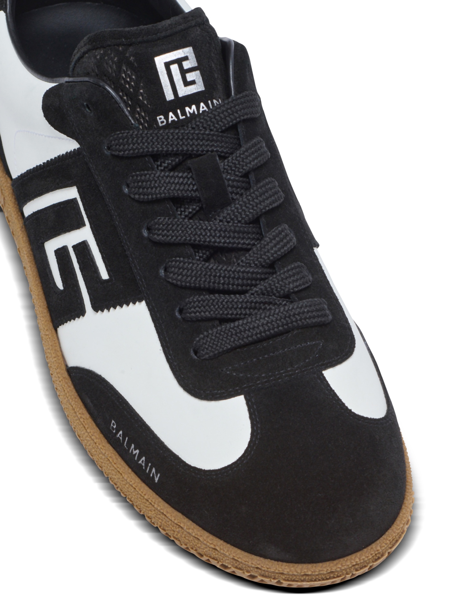 Balmain Swan Trainers In Calfskin And Suede In Black