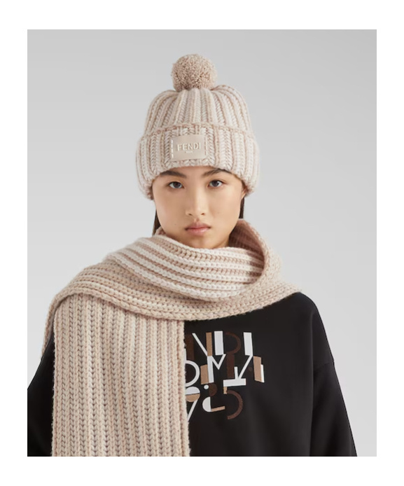 Fendi Ivory Wool And Cashmere Hat In Neutral