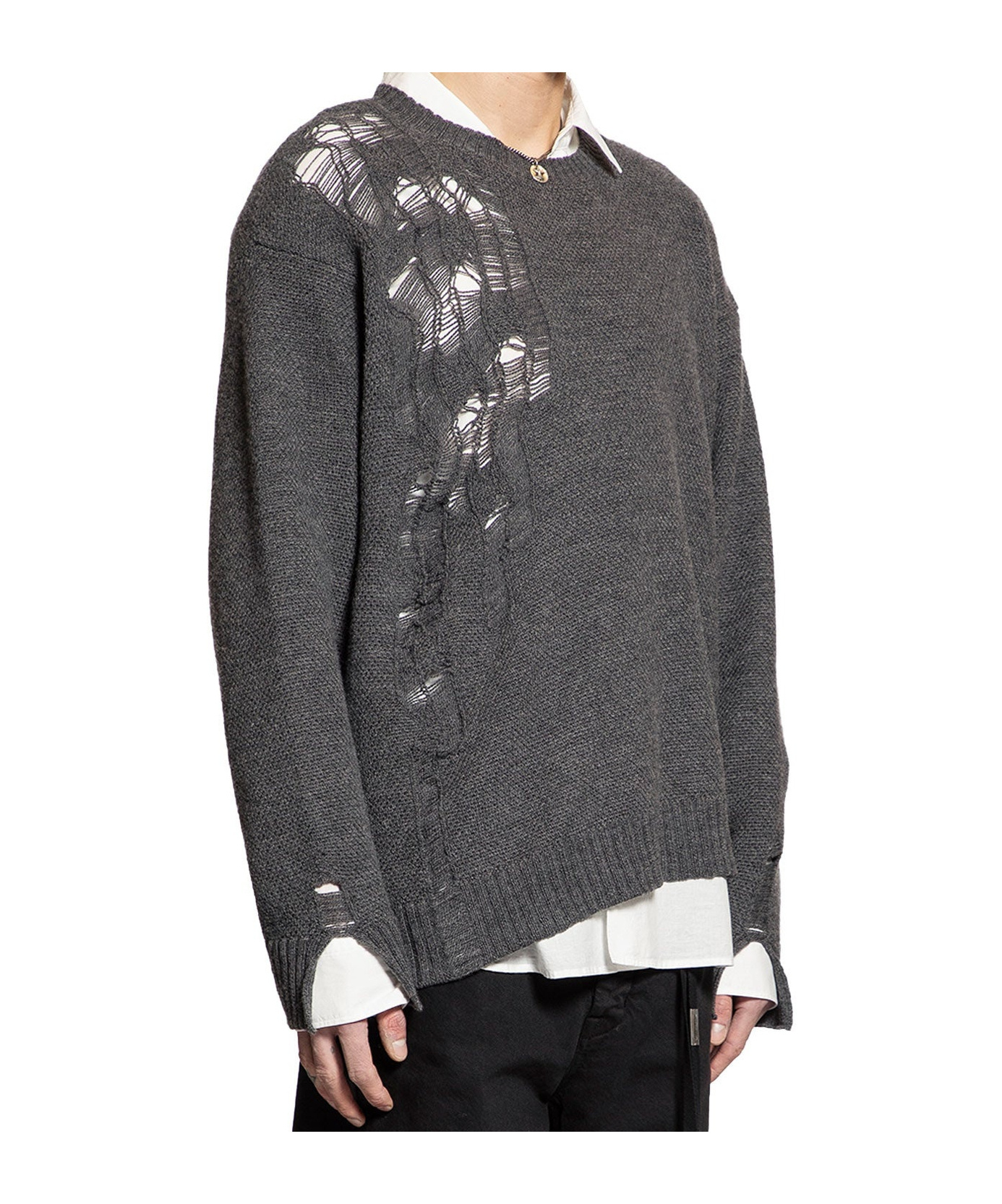 Ann Demeulemeester Long-sleeved Sweater In Gray