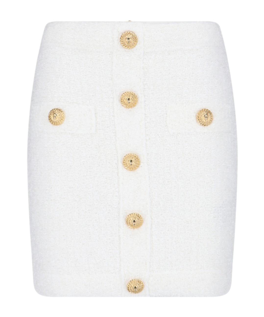 Balmain Knit Mini Skirt With Embossed Buttons Women In White