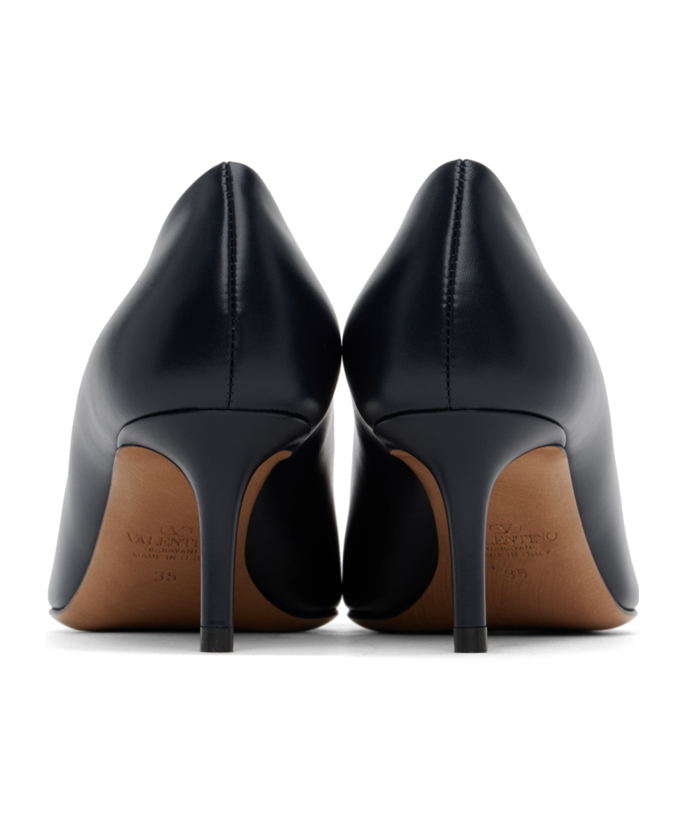 Valentino Logo Pointed High-heeled Single-layer Shoes In Black