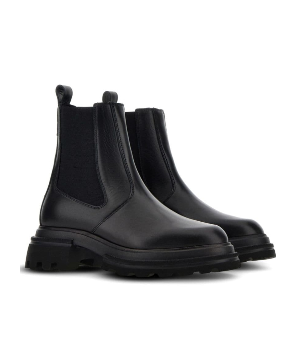 Hogan Woman Ankle Boots Black Size 7 Leather In Black