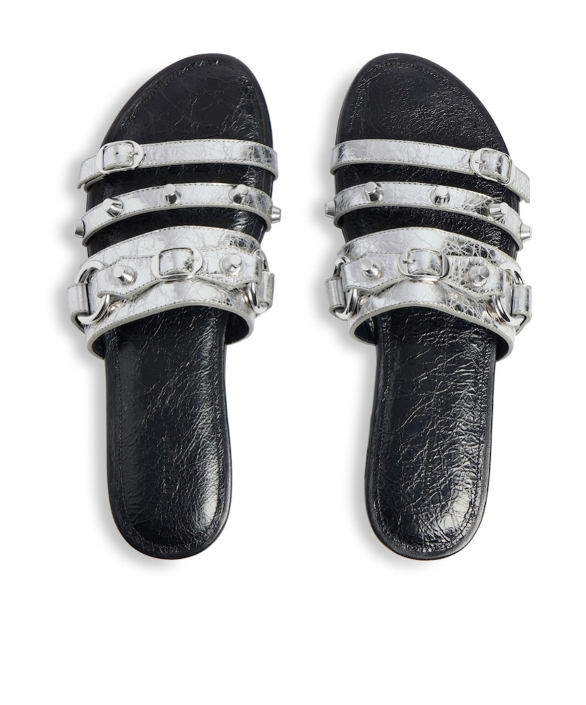 Balenciaga Buckle-detail Slides In Silver