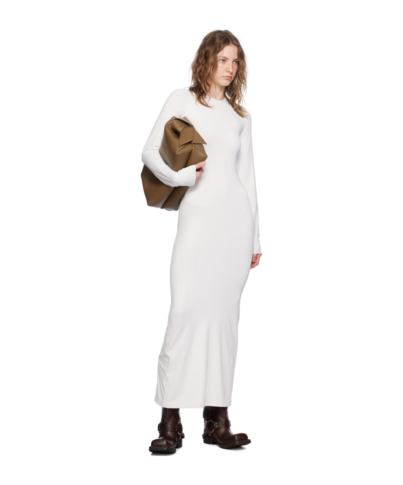 Acne Studios Round-collar Long-sleeved Dress In White