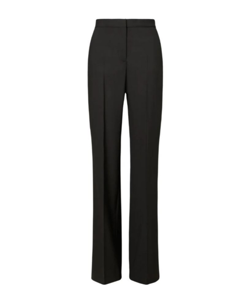 Tory Burch Wide Leg Wool Trousers Featuring Pleats In Black