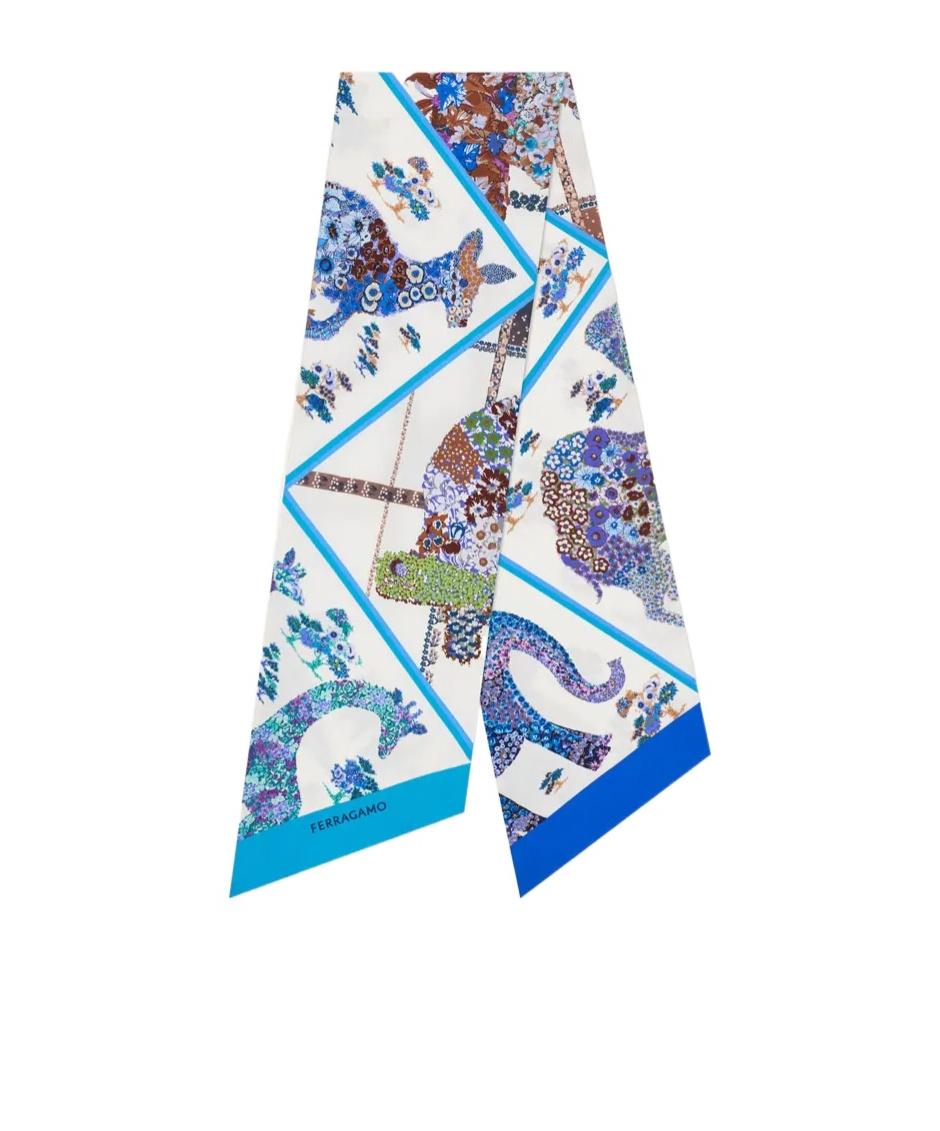 Ferragamo Patchwork Printed Silk Scarf In Multi