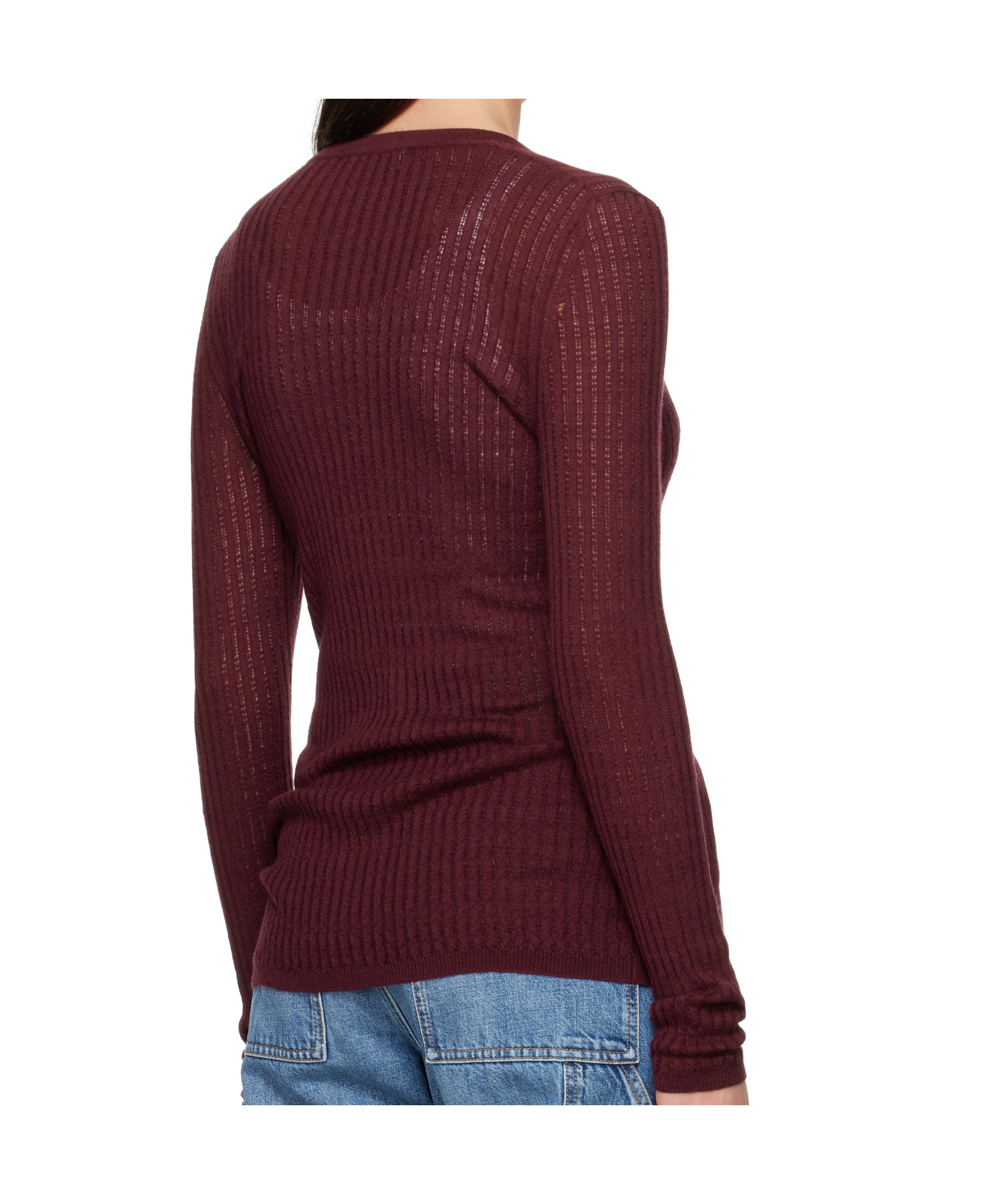 Gabriela Hearst Burgundy Emma Pointelle Cardigan In Multicolor