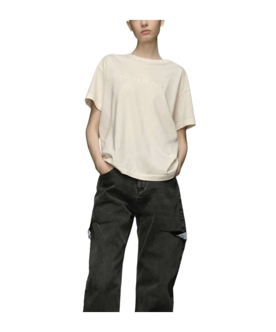 Maison Margiela Reverse Logo Cotton T-shirt In Black