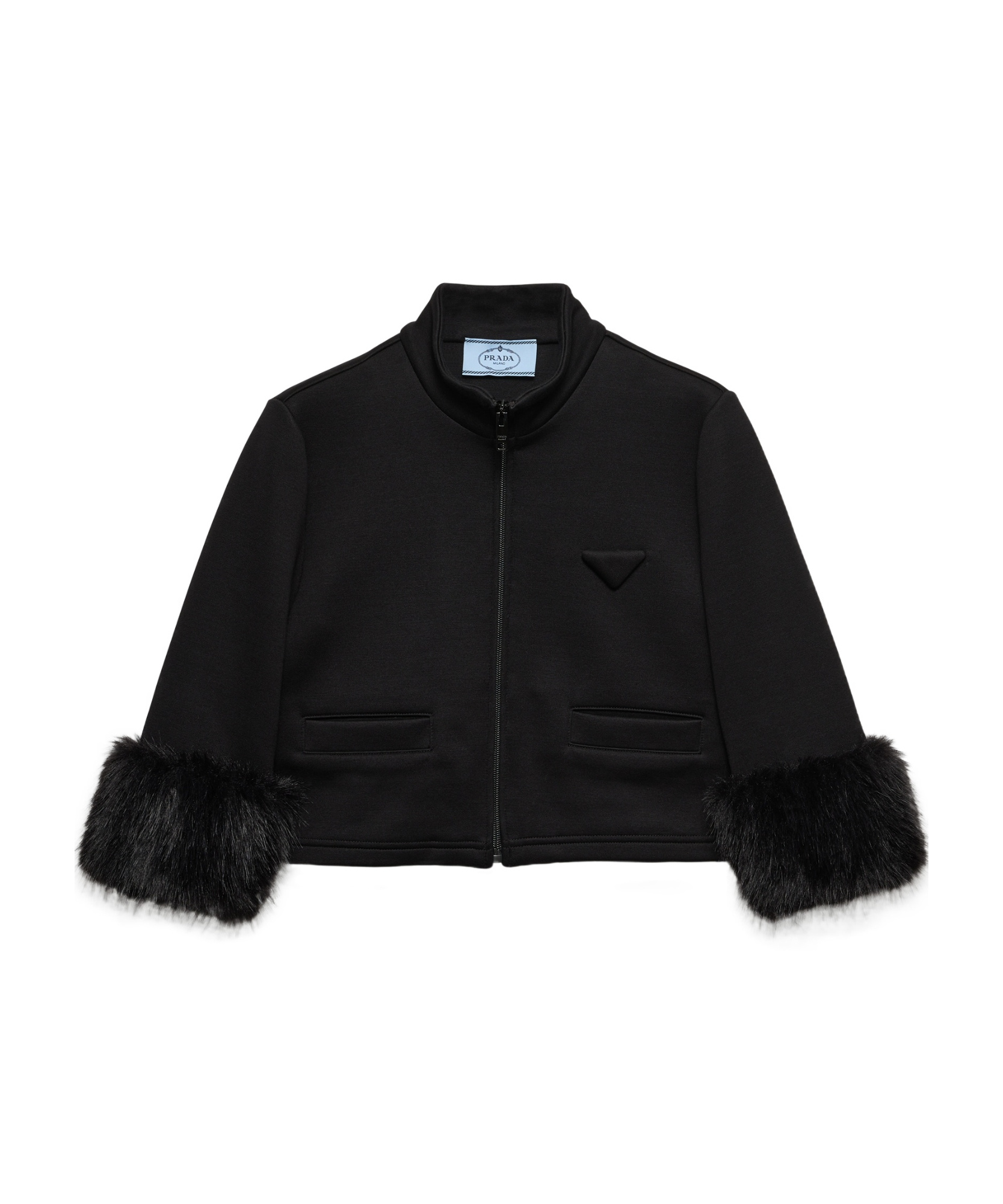 Prada Cropped Sweatshirt In Black