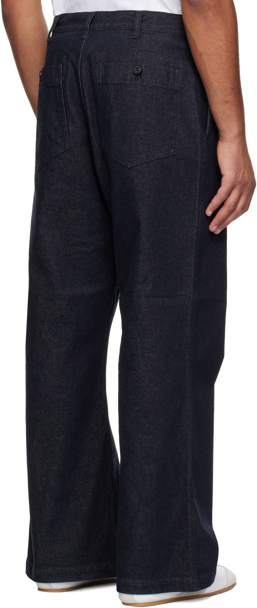 Comme Des Garçons Relaxed Fit Wide Leg Denim Trousers In Blue