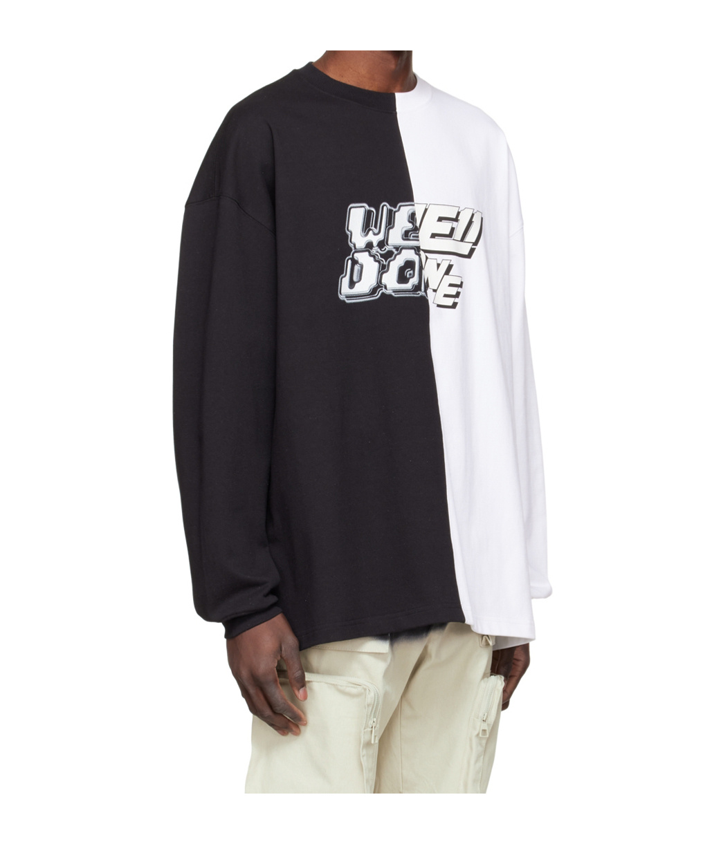We11 Done Round Collar Color Matching Long-sleeved T-shirt In White