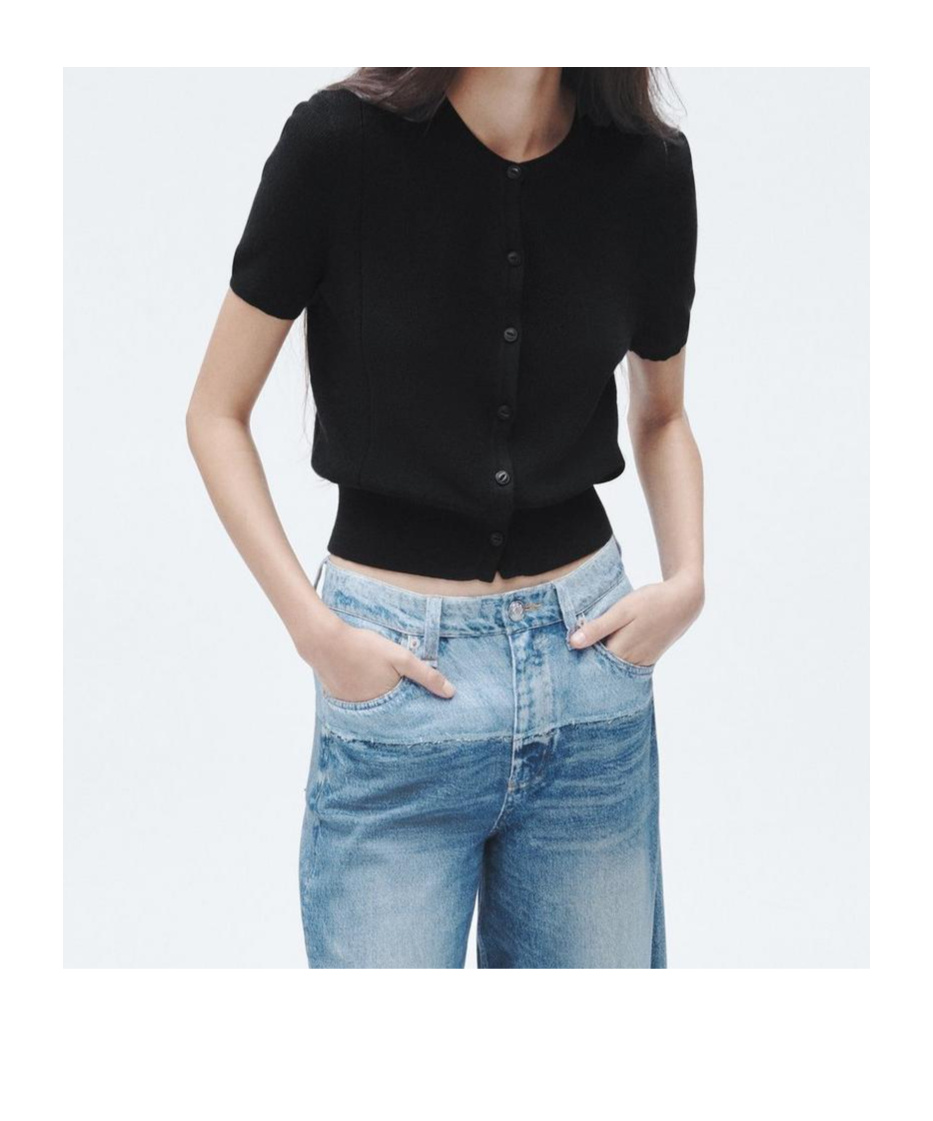 Rag & Bone Dina Short-sleeve Cardigan In Black