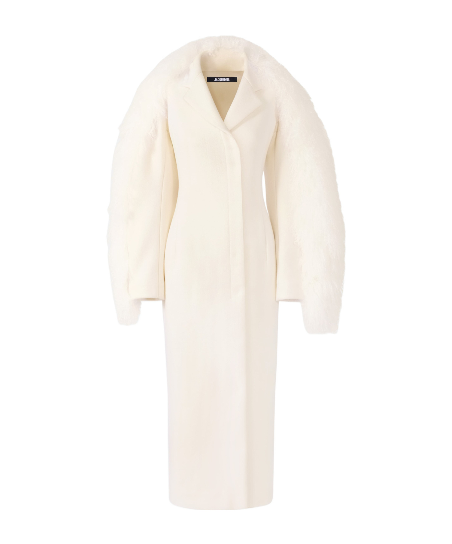 Jacquemus Virgin Wool Boa Coat In White