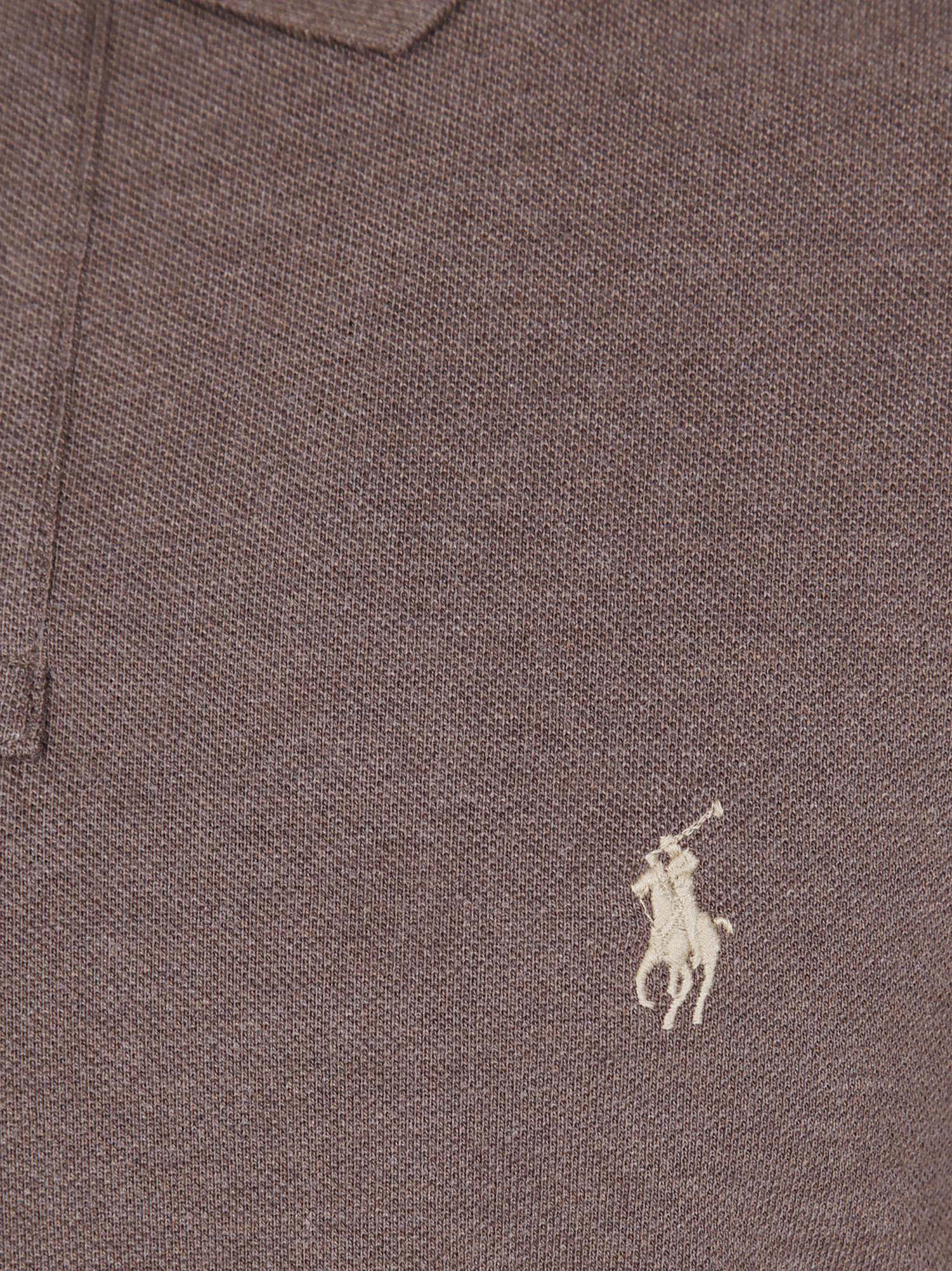 Polo Ralph Lauren Textured Knit Long-sleeve Polo With Classic Collar In Brown