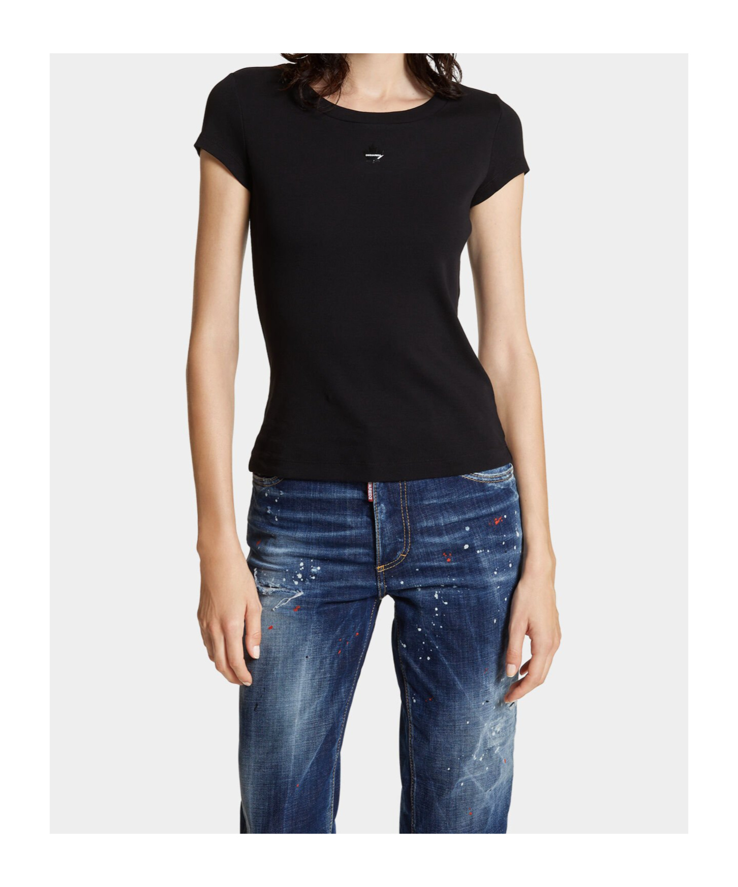 Dsquared2 Black Mini Fit Maple Leaf T-shirt In Black