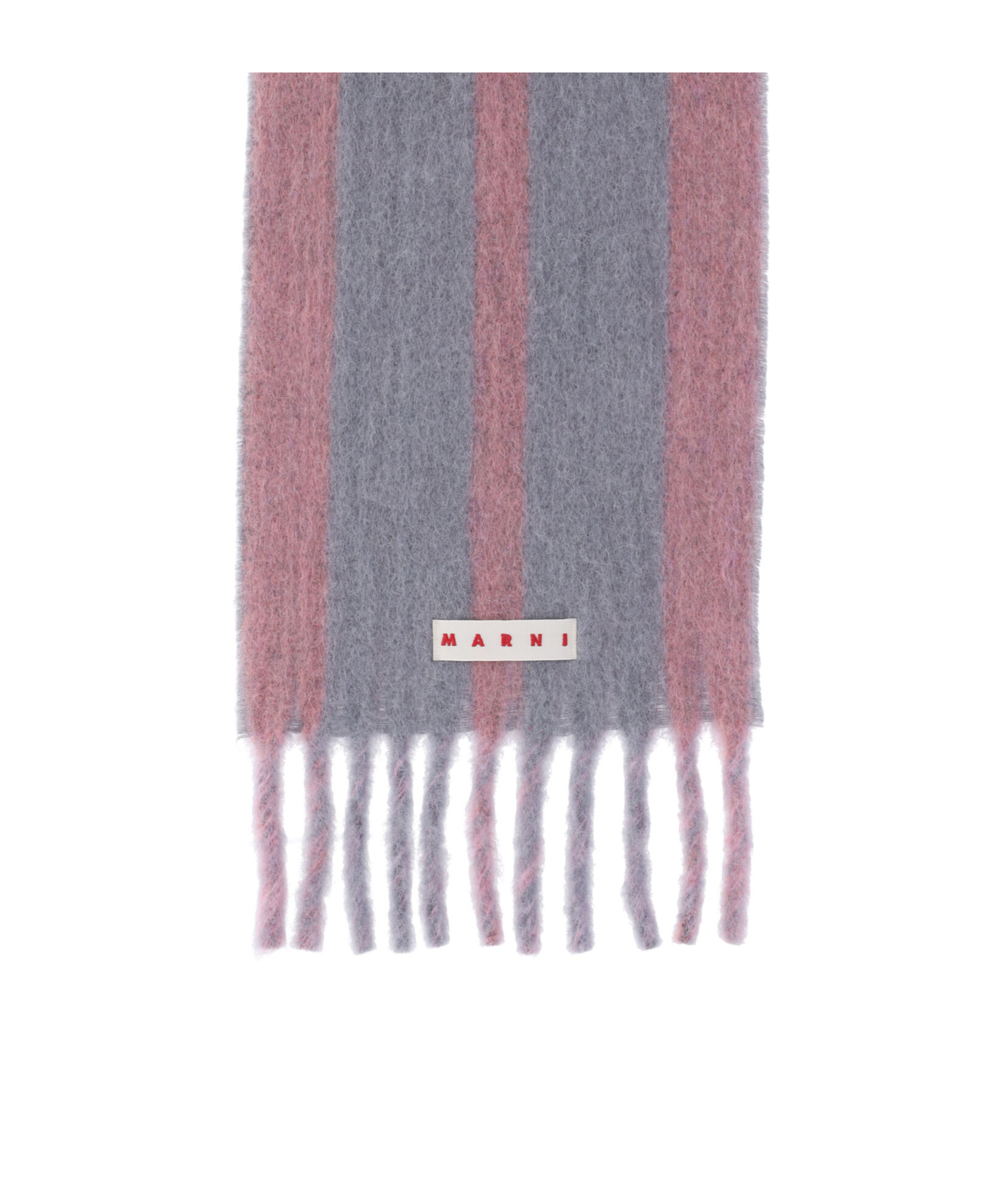 Marni Striped Fringed Scarf In Gray