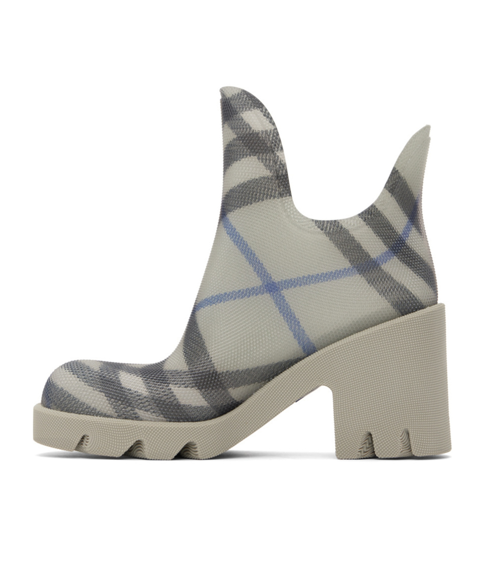 Burberry Gray Marsh Heeled Rubber Rain Boots In Gray