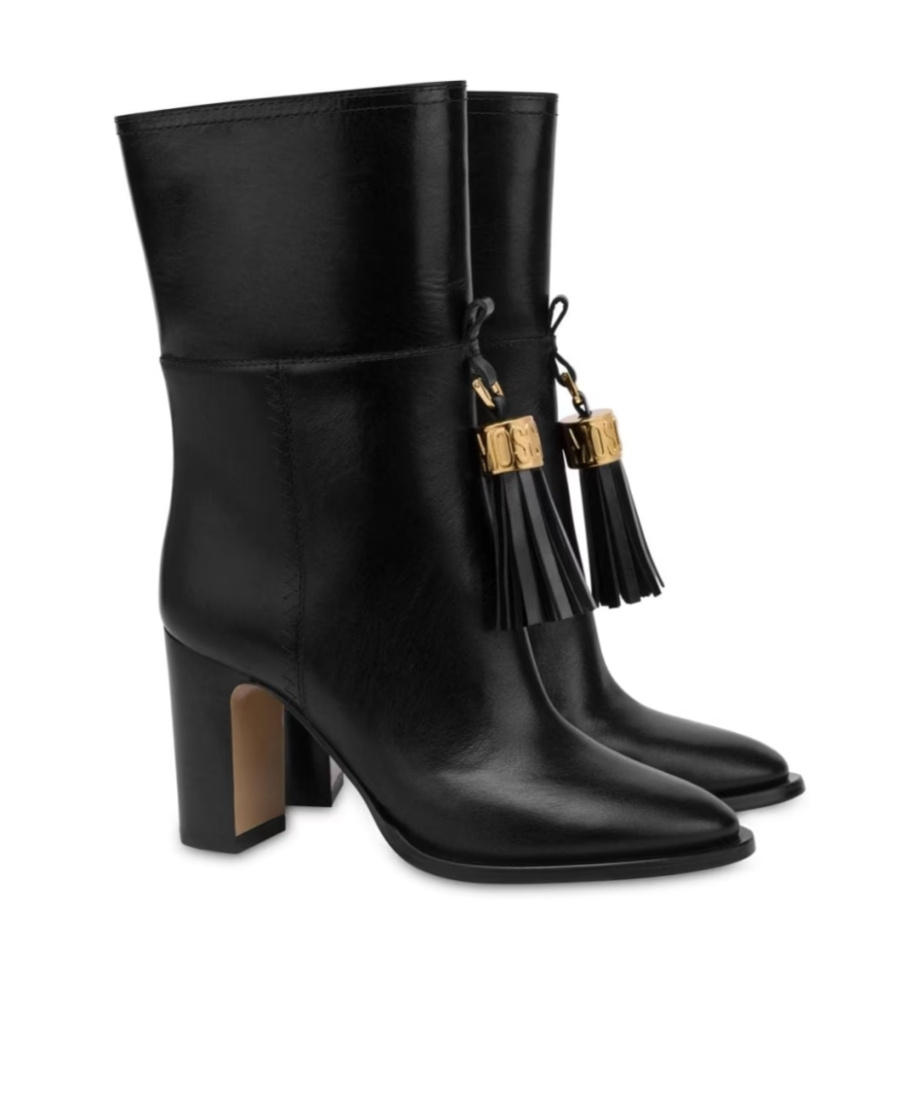 MOSCHINO TASSEL-CHARM LEATHER ANKLE BOOTS