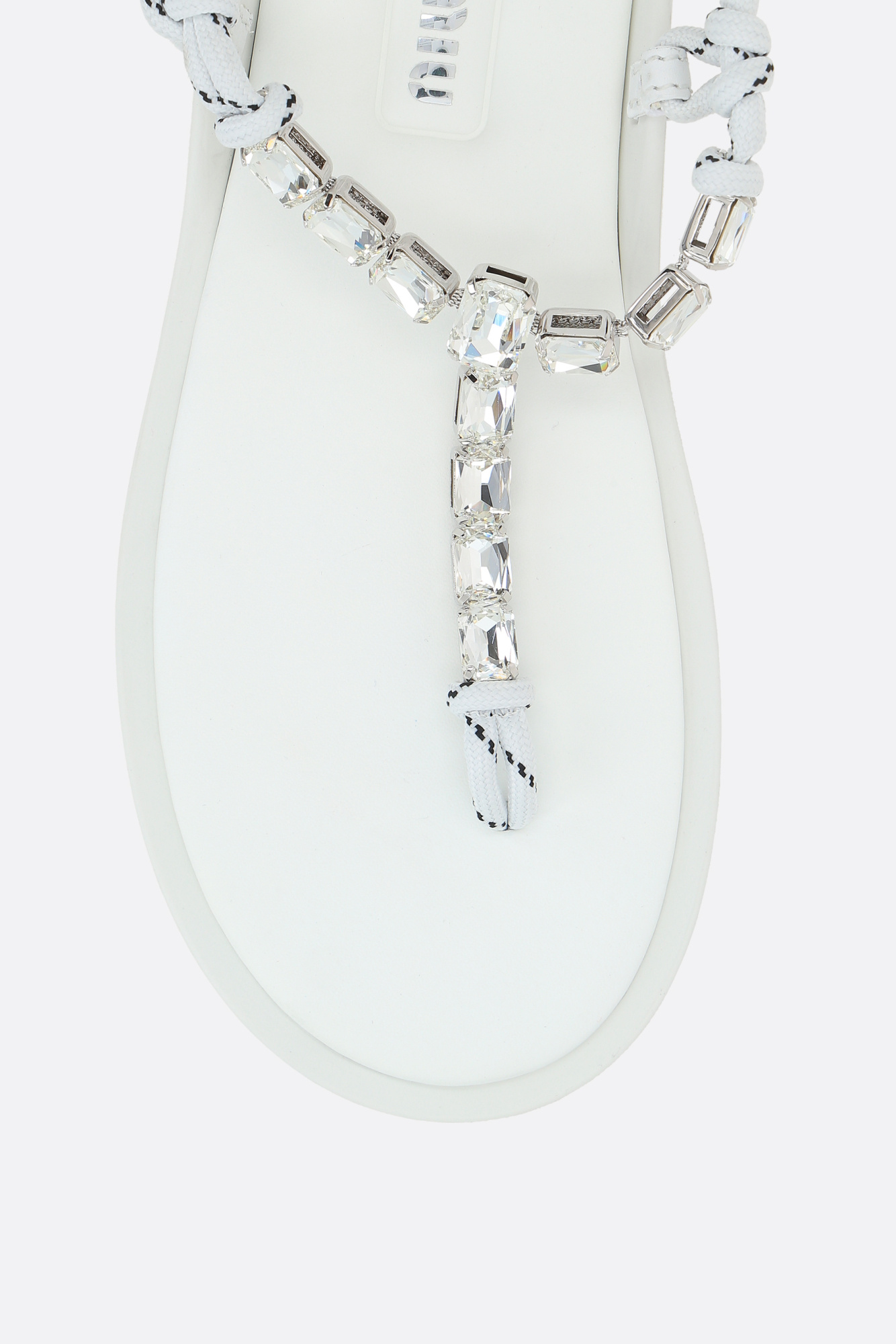 Miu Miu Crystal-embellished Thong Sandals In White