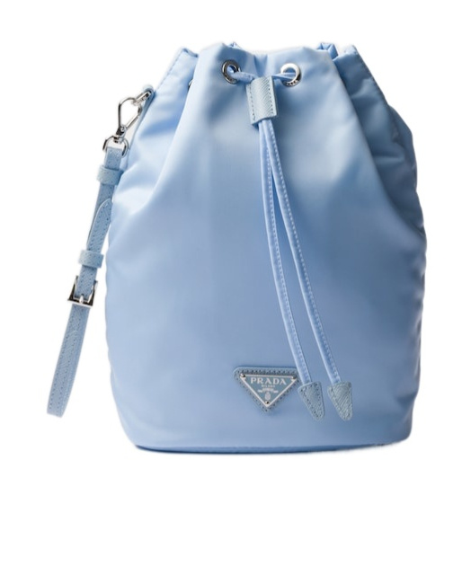 Prada Drawstring Bucket Bag In Light Blue