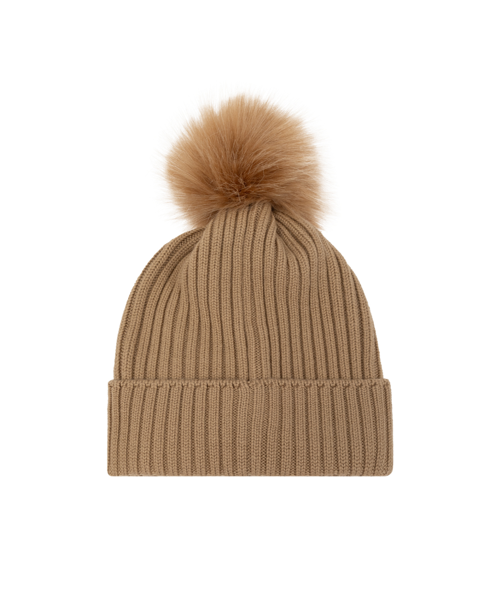 Moncler Pompom Ribbed Beanie In Brown