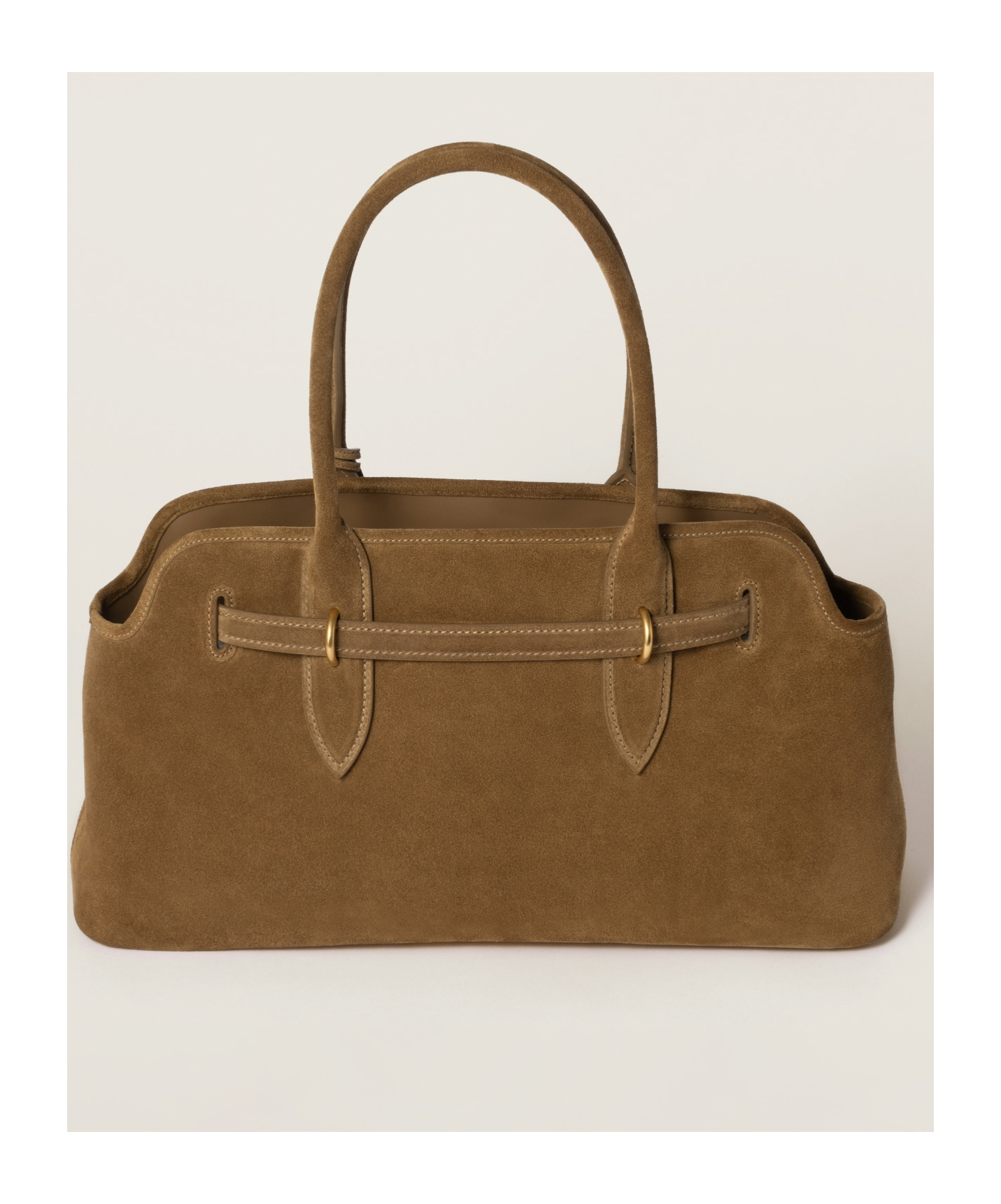 Miu Miu Suede Aventure Top-handle Bag In Olive Green