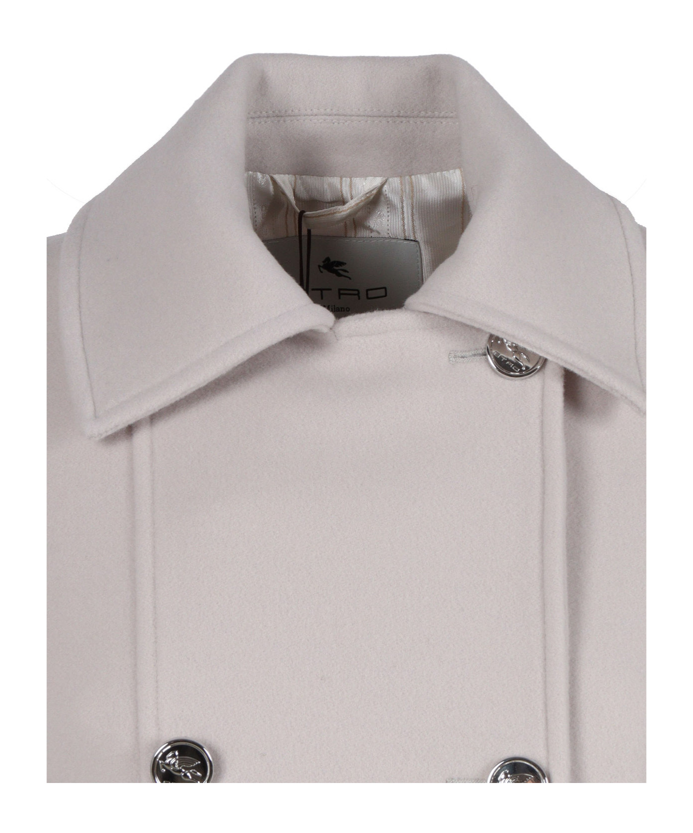 Etro Double-breasted Coat In Gray