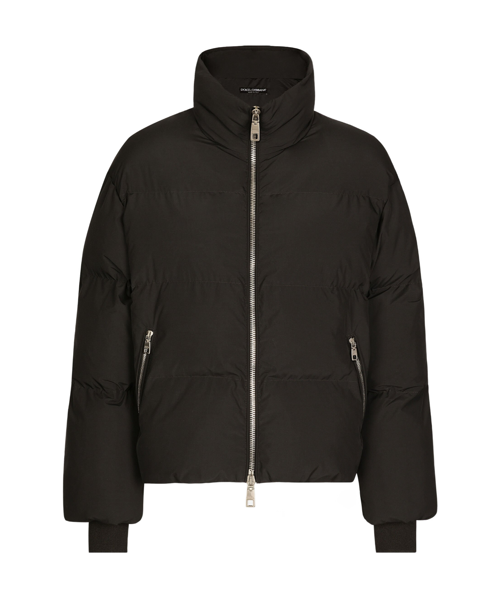 Dolce & Gabbana High-neck Zip-up Down Jacket In Black