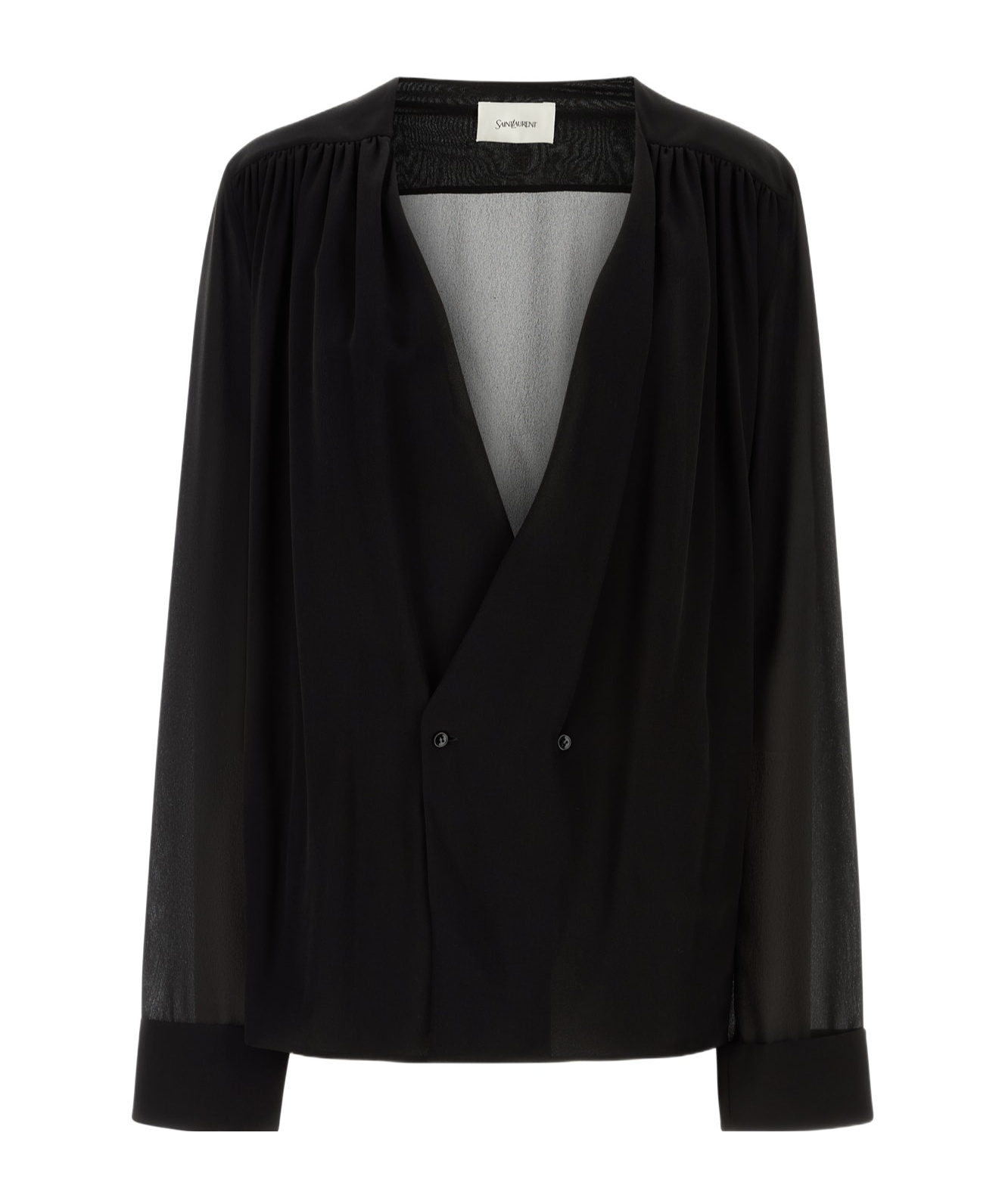 Saint Laurent Man Black Tops In Black