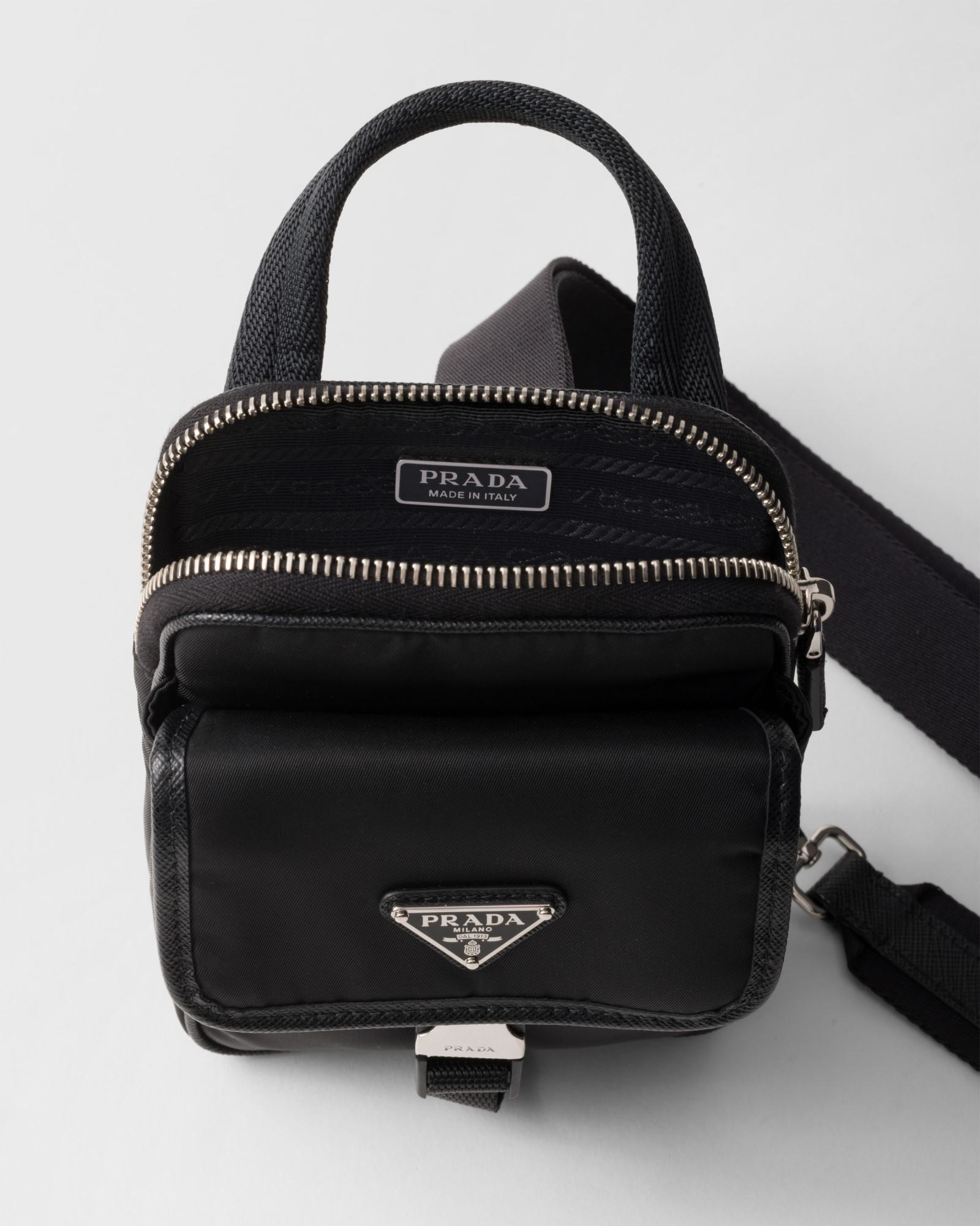 Prada Re-nylon And Saffiano Leather Smartphone Case In Black