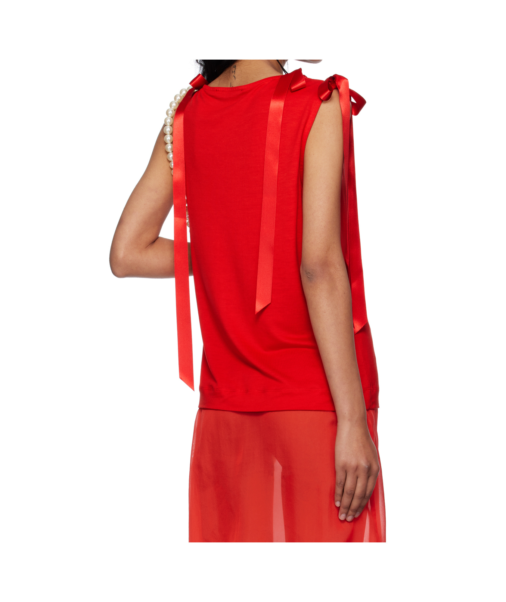 Simone Rocha Bow Ribbon Tail Vest In Red
