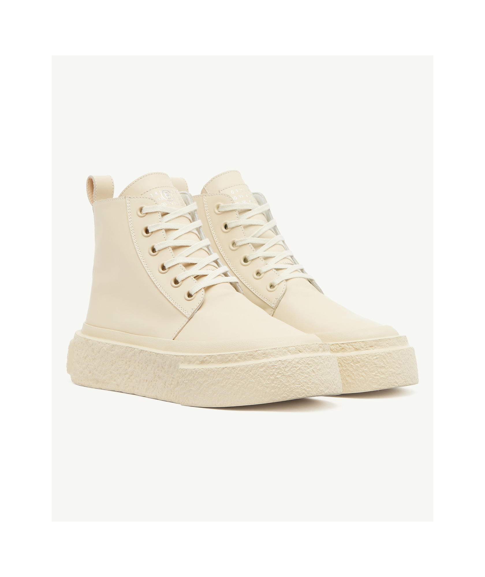 Shop Mm6 Maison Margiela Lace-up Leather Sneakers In Nude