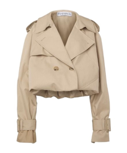 Jw Anderson Oversized Cropped Cotton-gabardine Trench Coat In Nude