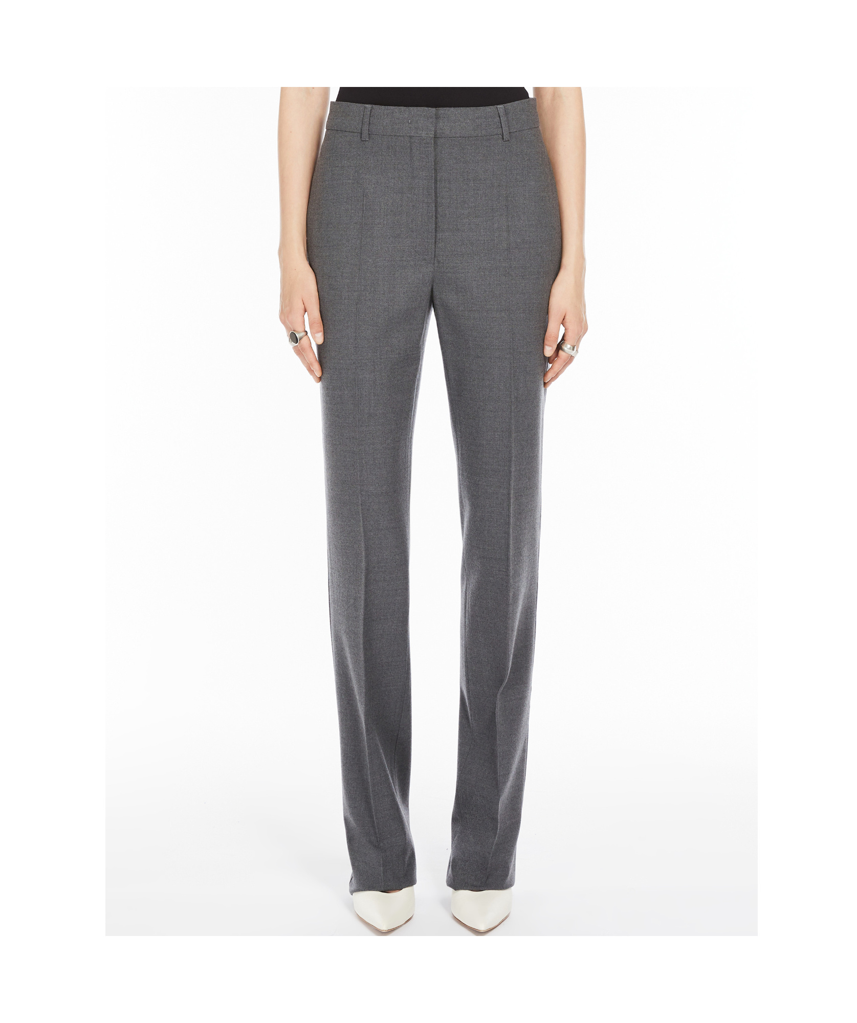 Sportmax Belt-loop Wool Casual Pants In Black