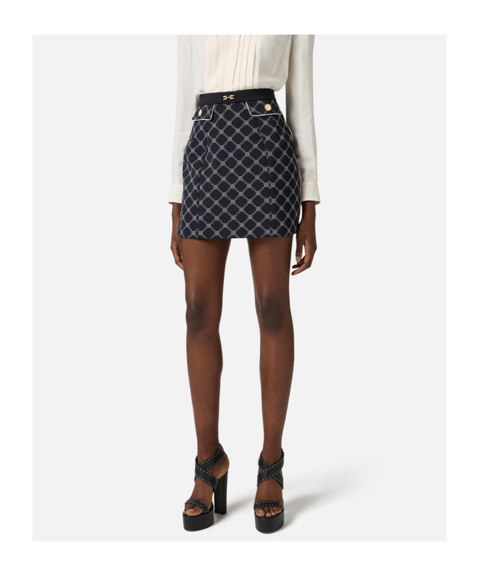 Elisabetta Franchi All-over Printed Mini Skirt In Black