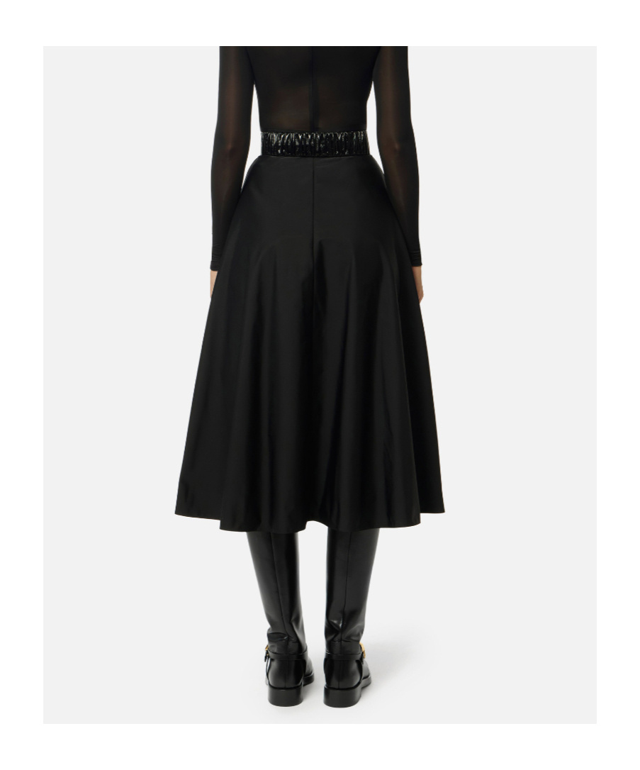 Elisabetta Franchi Skirt In Voile Fabric With Belt In Black