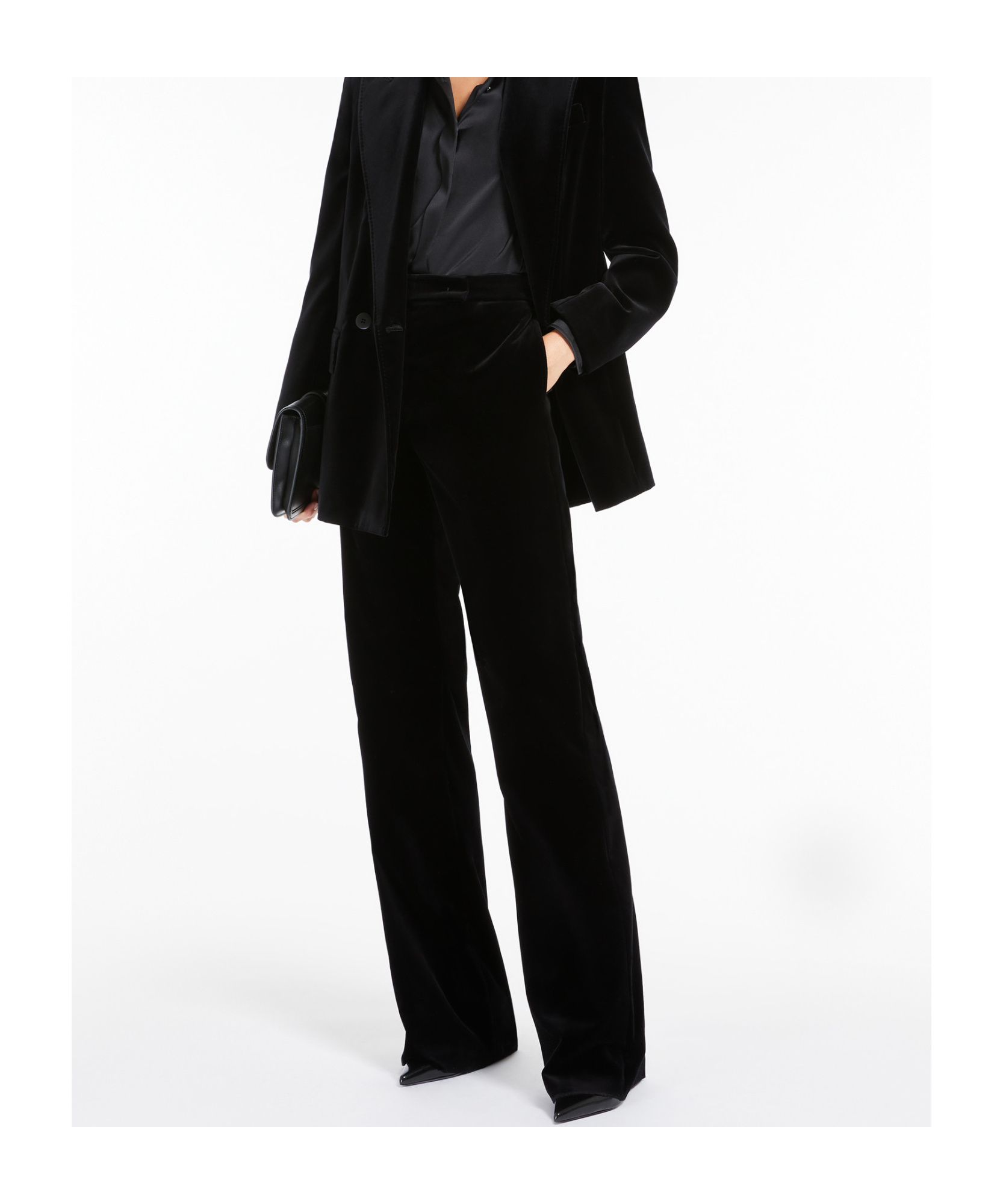 Max Mara Wide-leg Pants With Clean Waistband In Black