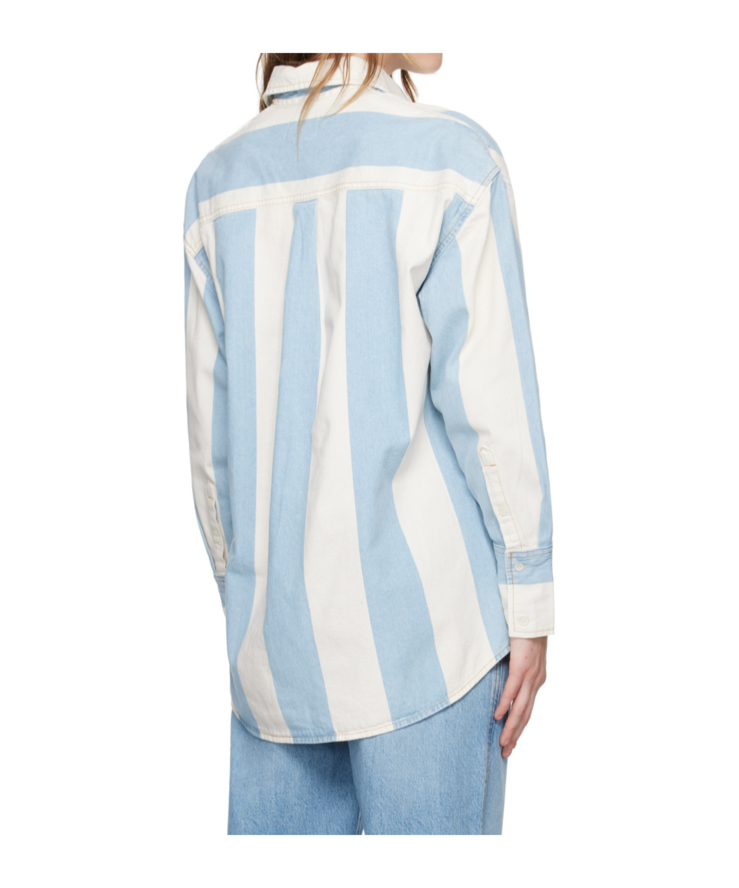 Frame Striped Denim Shirt In Blue