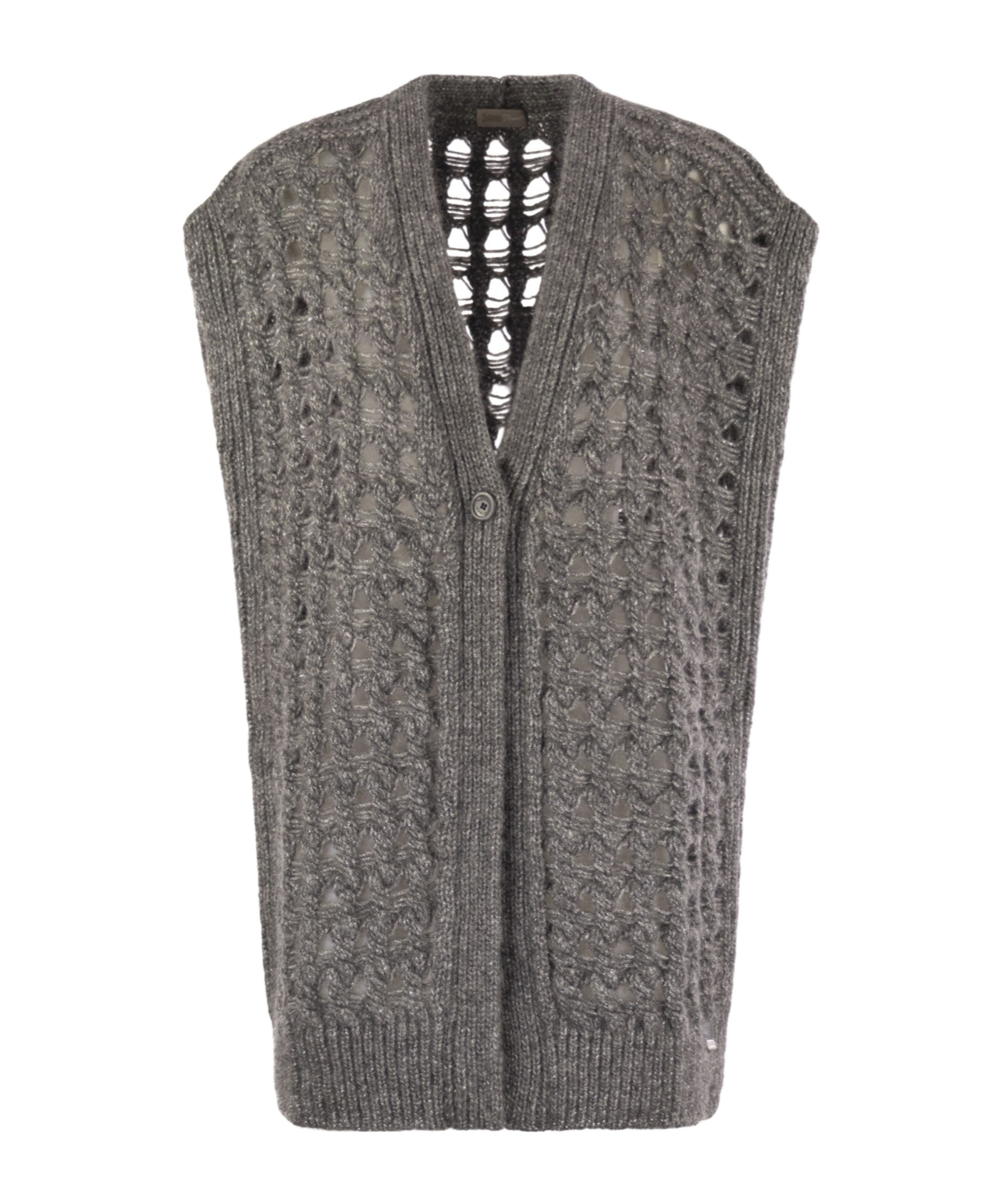 Herno Knitwear V-neck Openwork Cardigan In Gray