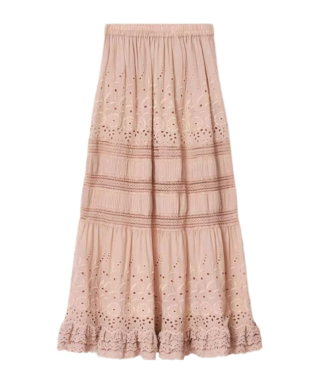Allsaints Embroidered Midi Skirt In Brown