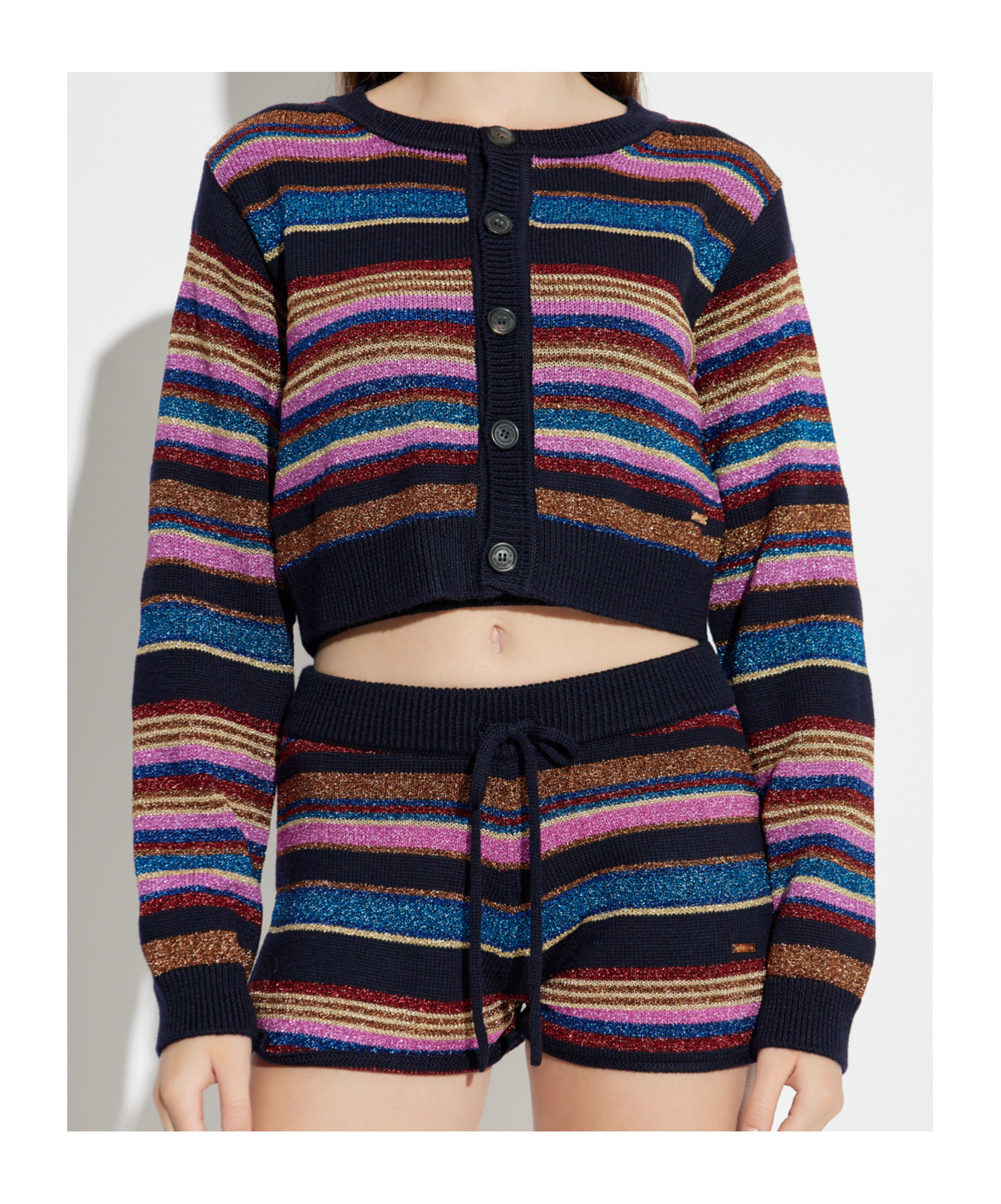 Dsquared2 Striped Button-up Cardigan In Black