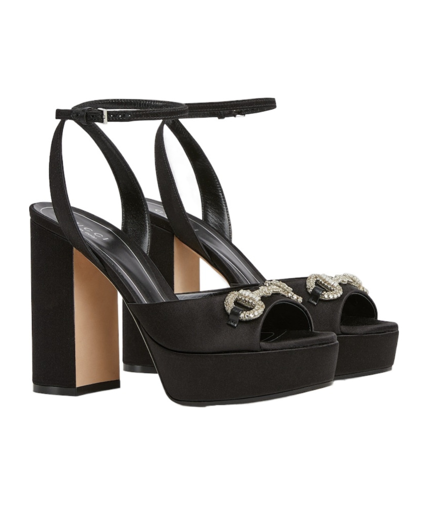 Gucci Damensandale Mit Plateausohle Und Horsebit In Black