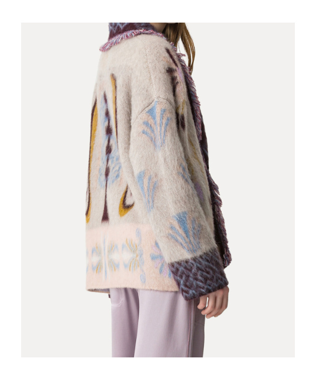 Forte Forte Longline Cardigan In Baby Alpaca Wool In Multi