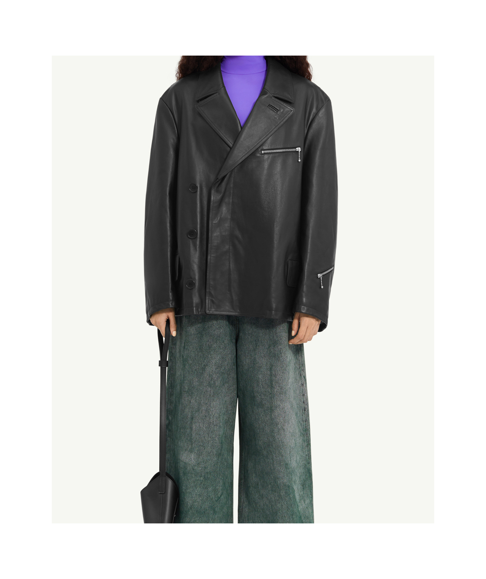Mm6 Maison Margiela Zip-detailing Leather Jacket In Black