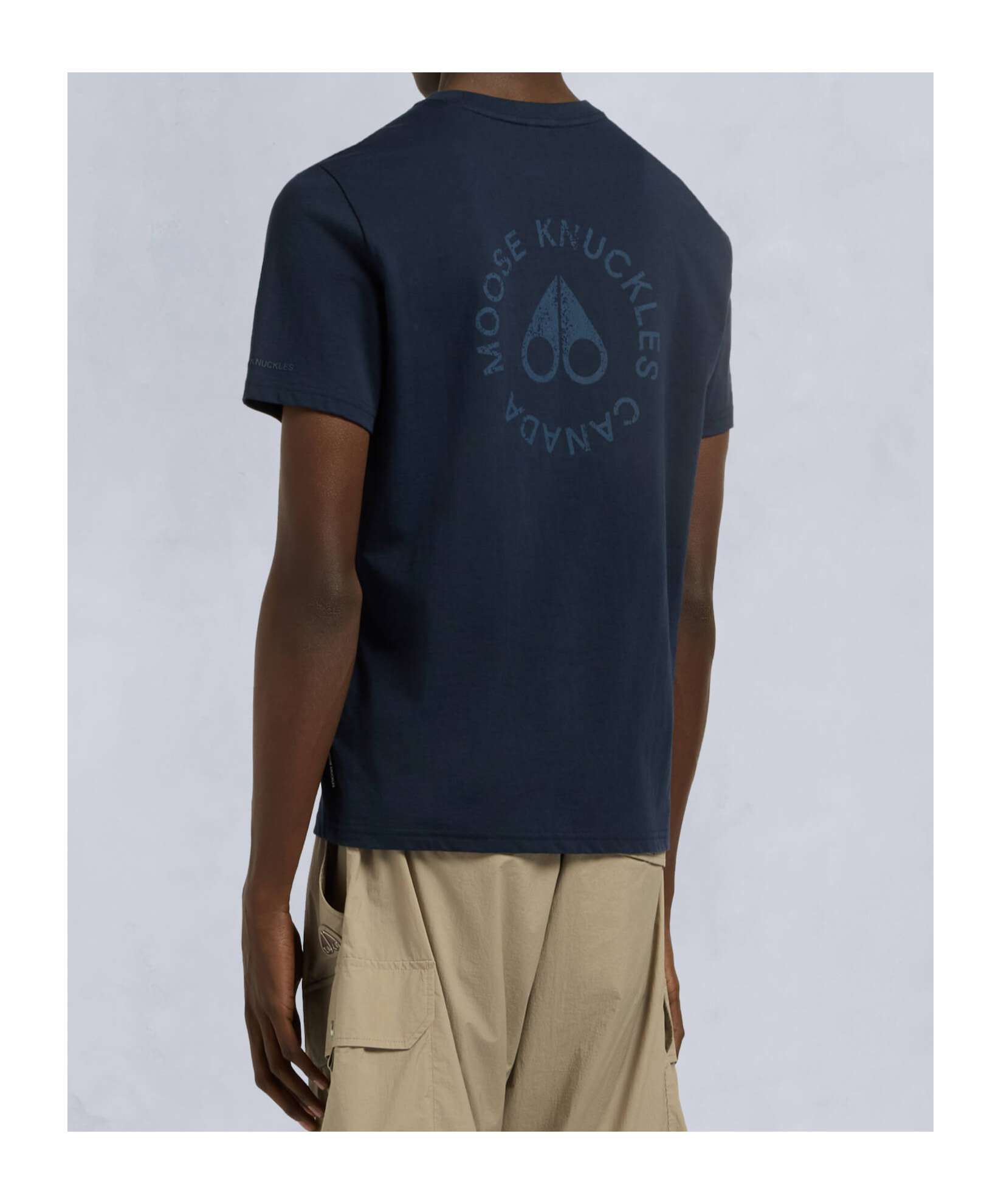 Moose Knuckles Back Print Short Sleeves Crew Neck In Black