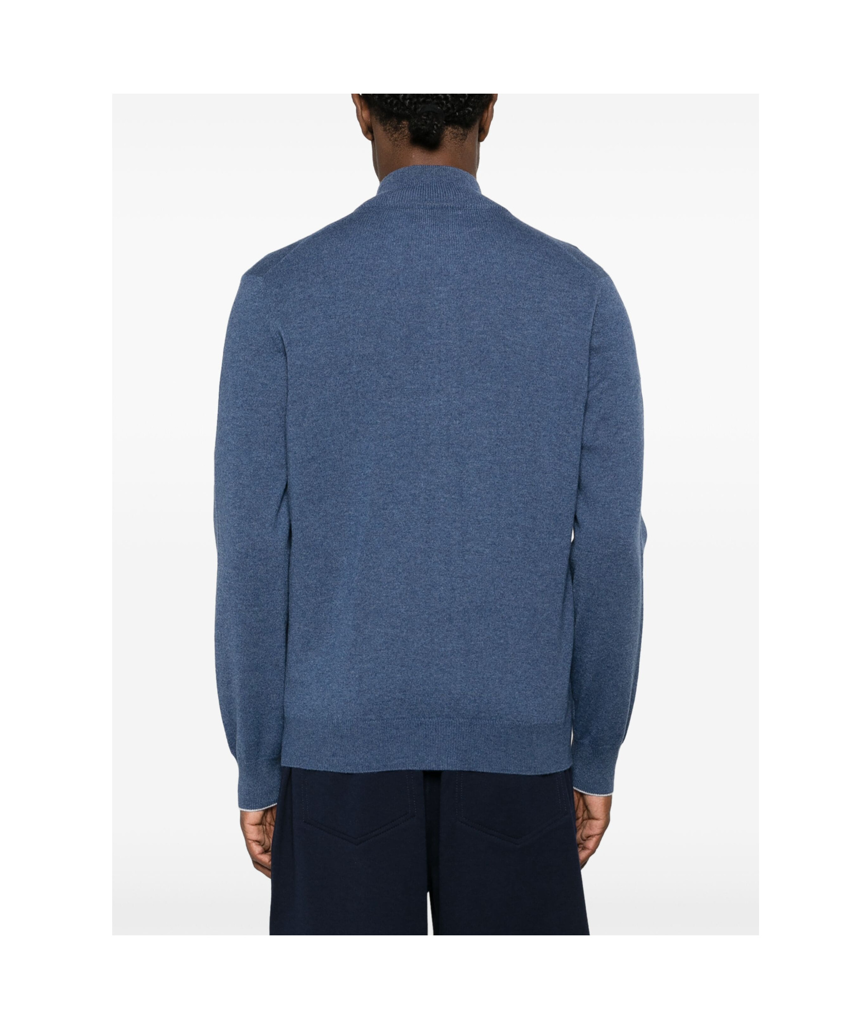Brunello Cucinelli Virgin Wool Bomber Jacket In Blue