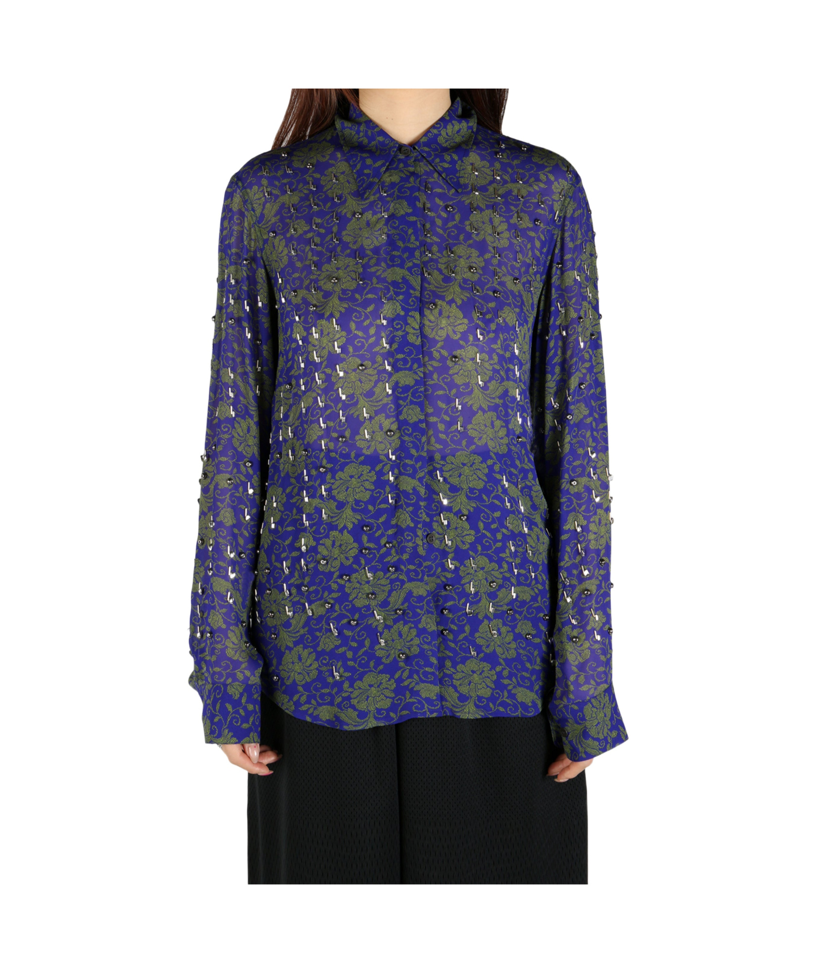 Shop Dries Van Noten Sheer Appliqué Blouse In Black