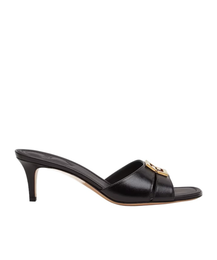Fendi Ffold Mid-heeled Sandals In Black